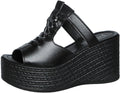 Braided T-Strap Wedge Slide Sandals — view 1