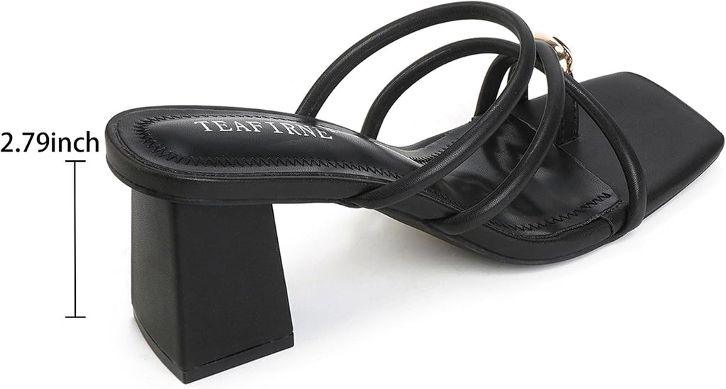 Square-Toe Thong Block-Heel Sandals — view 6