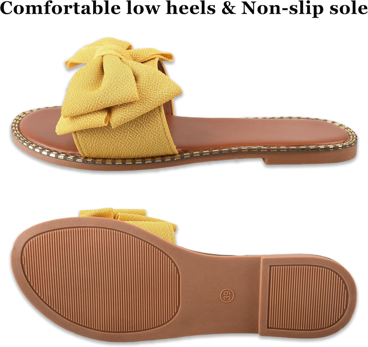 Bow-Accent Flat Slide Sandals — view 6