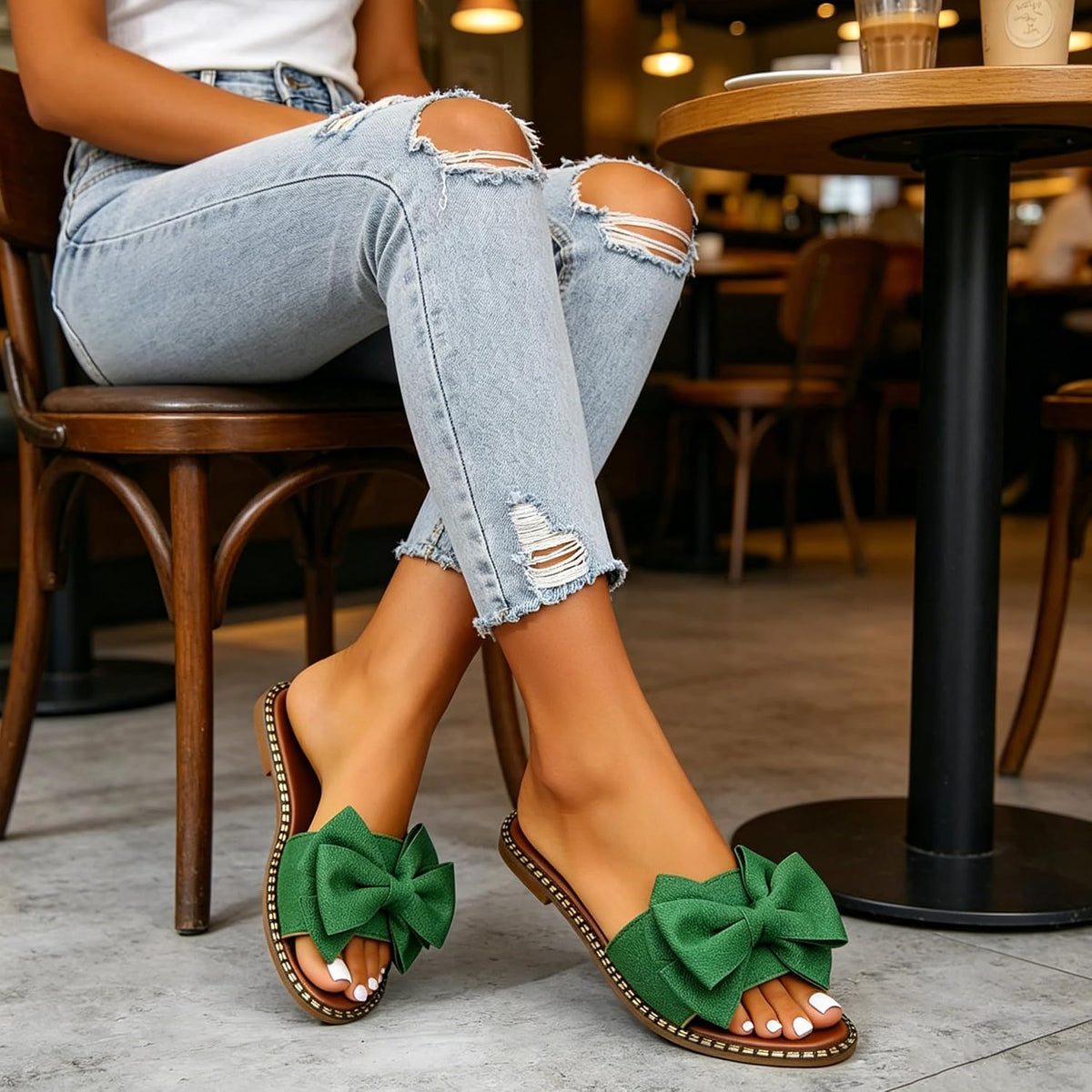 Bow-Accent Flat Slide Sandals — view 21