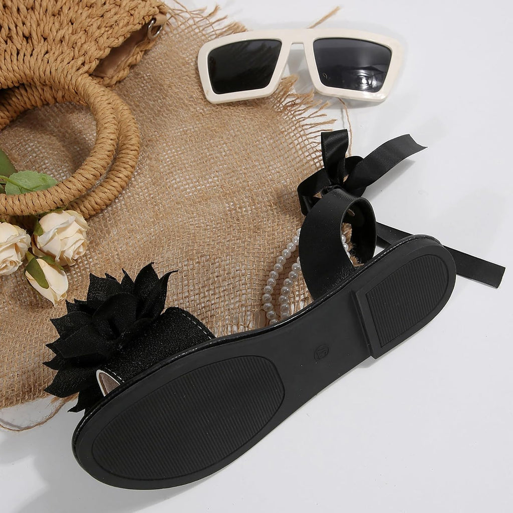 Floral Pearl-Accent Flat Sandals — view 18