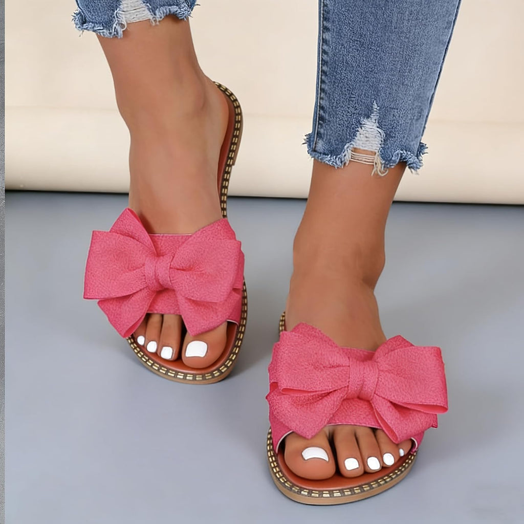 Bow-Accent Flat Slide Sandals — view 27