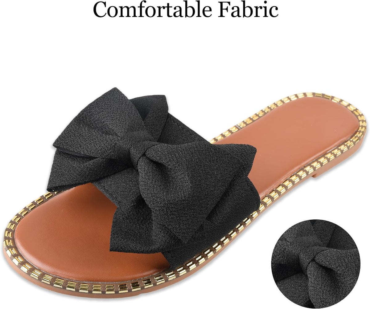 Bow-Accent Flat Slide Sandals — view 17