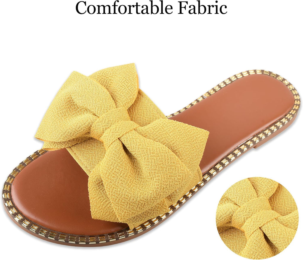 Bow-Accent Flat Slide Sandals — view 5