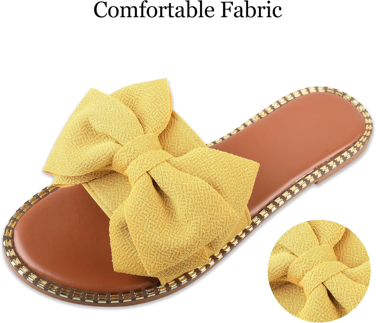 Bow-Accent Flat Slide Sandals — view 5