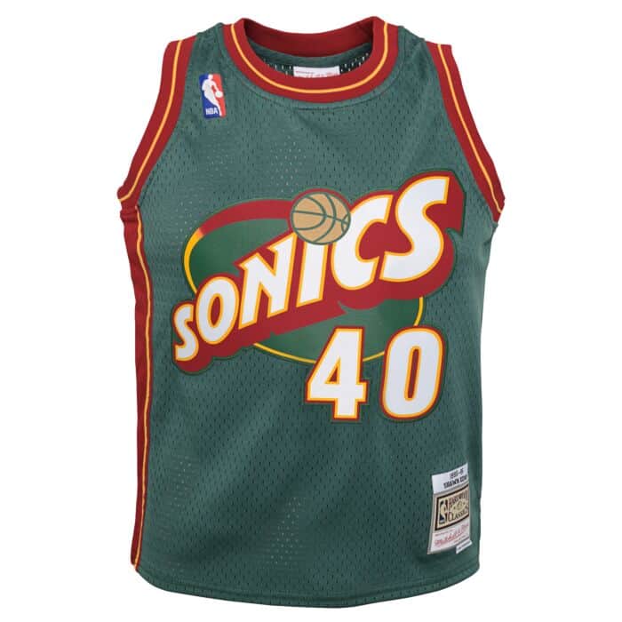 Shawn Kemp Seattle Supersonics Mitchell & Ness 1996-96 Green NBA Swingman Hardwood Classics Jersey - image 2