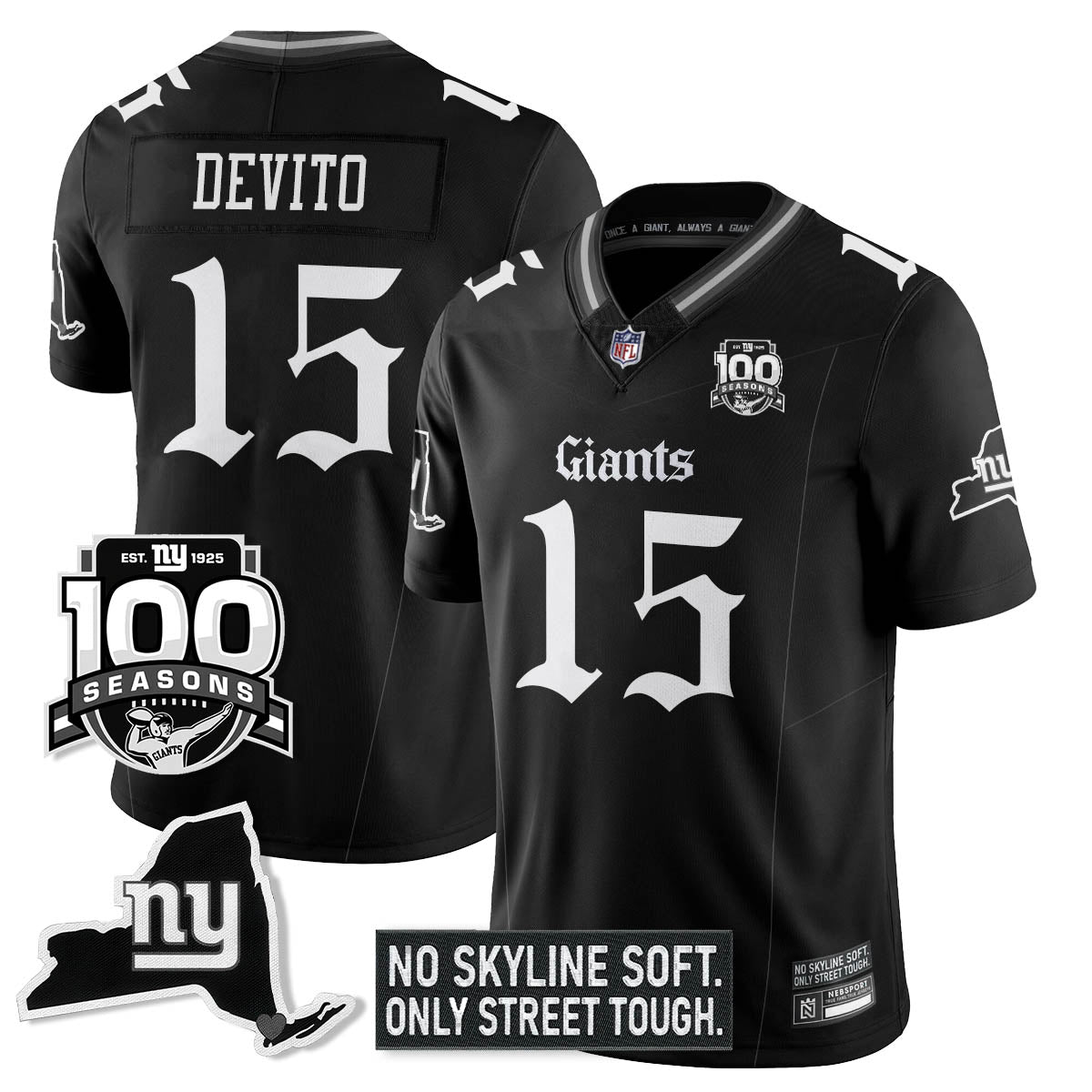 NYG 100th Seasons 'Gothic Gotham Edition' Vapor Limited Jersey - image 4