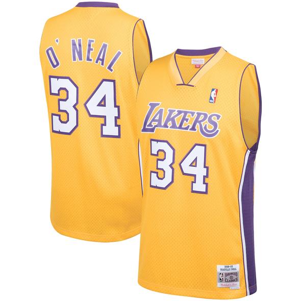 Los Angeles Lakers Shaquille Gold O'Neal 1999-00 Hardwood Classics Swingman Jersey - image 1