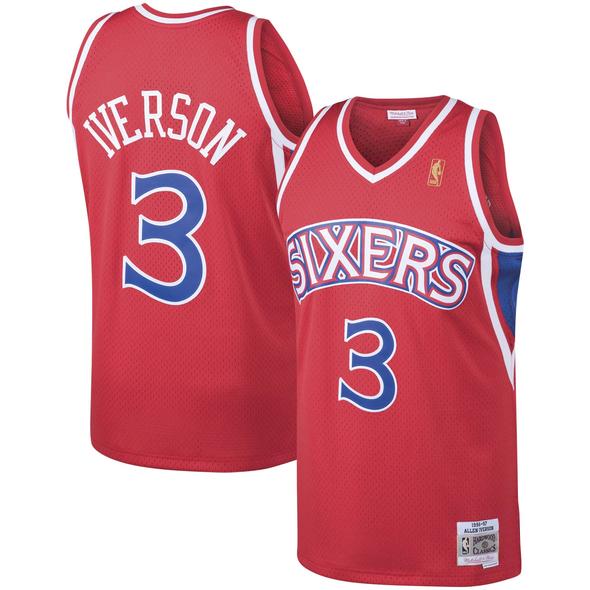 Philadelphia 76ers Allen Iverson Red 1996-97 Hardwood Classics Swingman Jersey - image 1