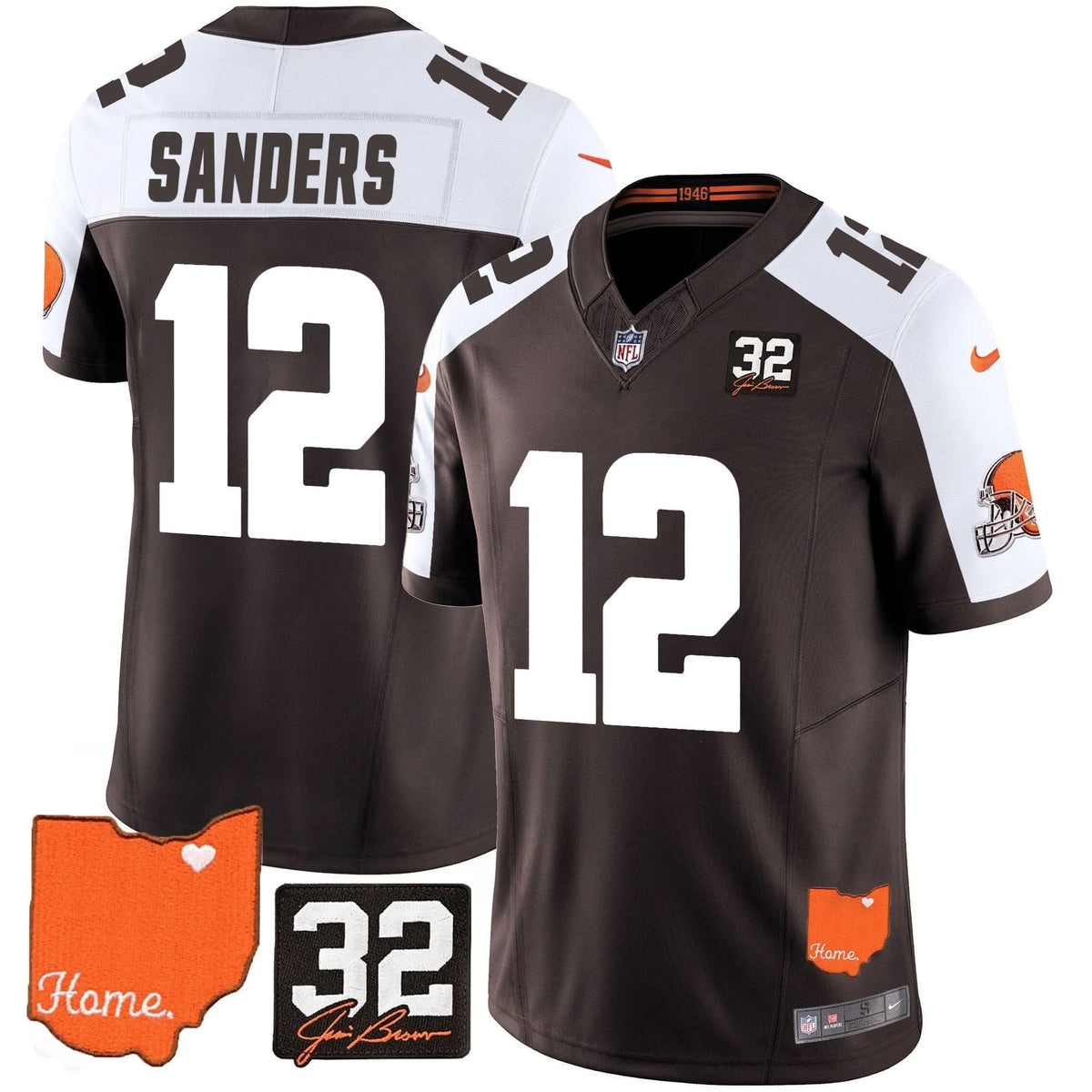 CLE #32 Jim Brown Memorial & Home Patch Vapor Limited Jersey - image 1