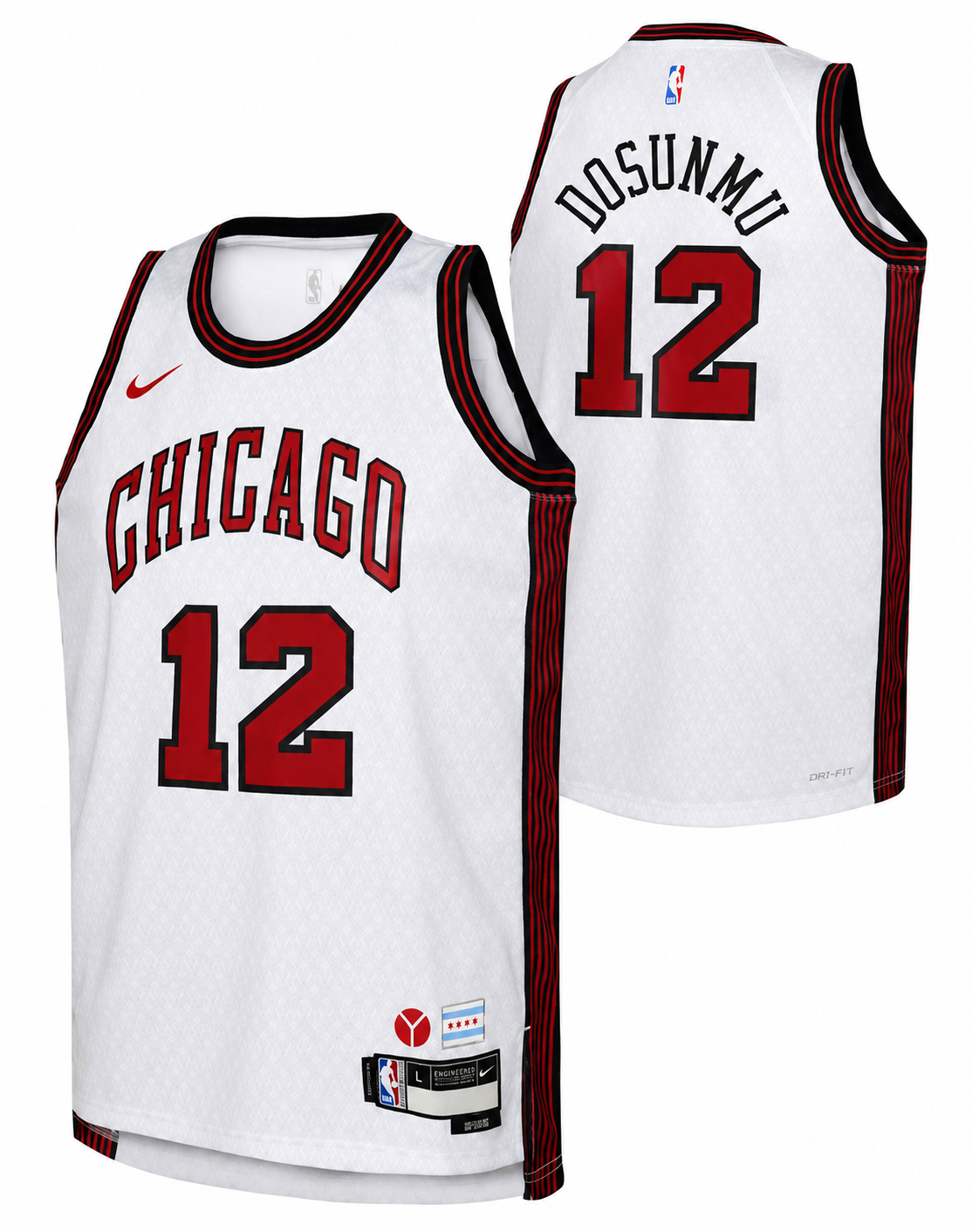 Nike 2022-23 City Edition Chicago Bulls Ayo Dosunmu #12 White Dri-FIT Swingman Jersey - image 1