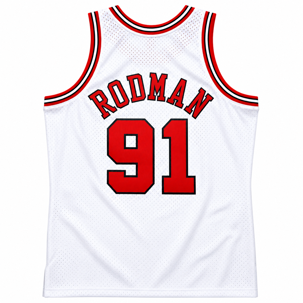 Men's Chicago Bulls Dennis Rodman Mitchell & Ness White 1997-98 Hardwood Classics Swingman Jersey - image 1