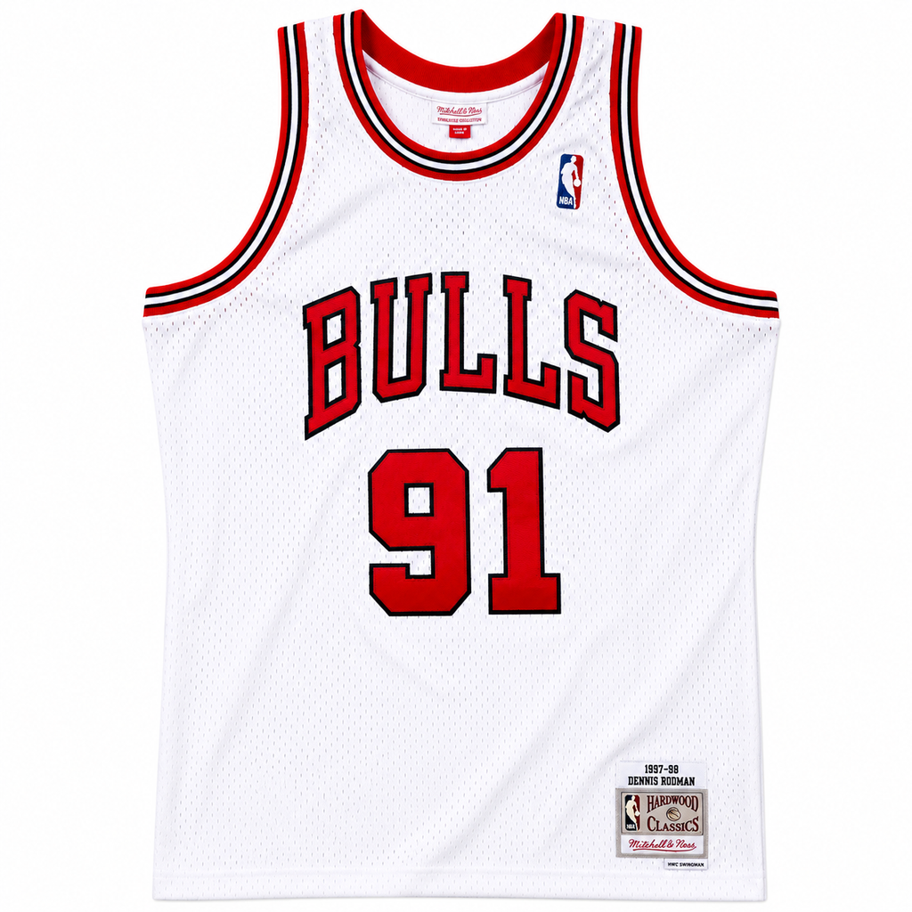 Men's Chicago Bulls Dennis Rodman Mitchell & Ness White 1997-98 Hardwood Classics Swingman Jersey - image 2