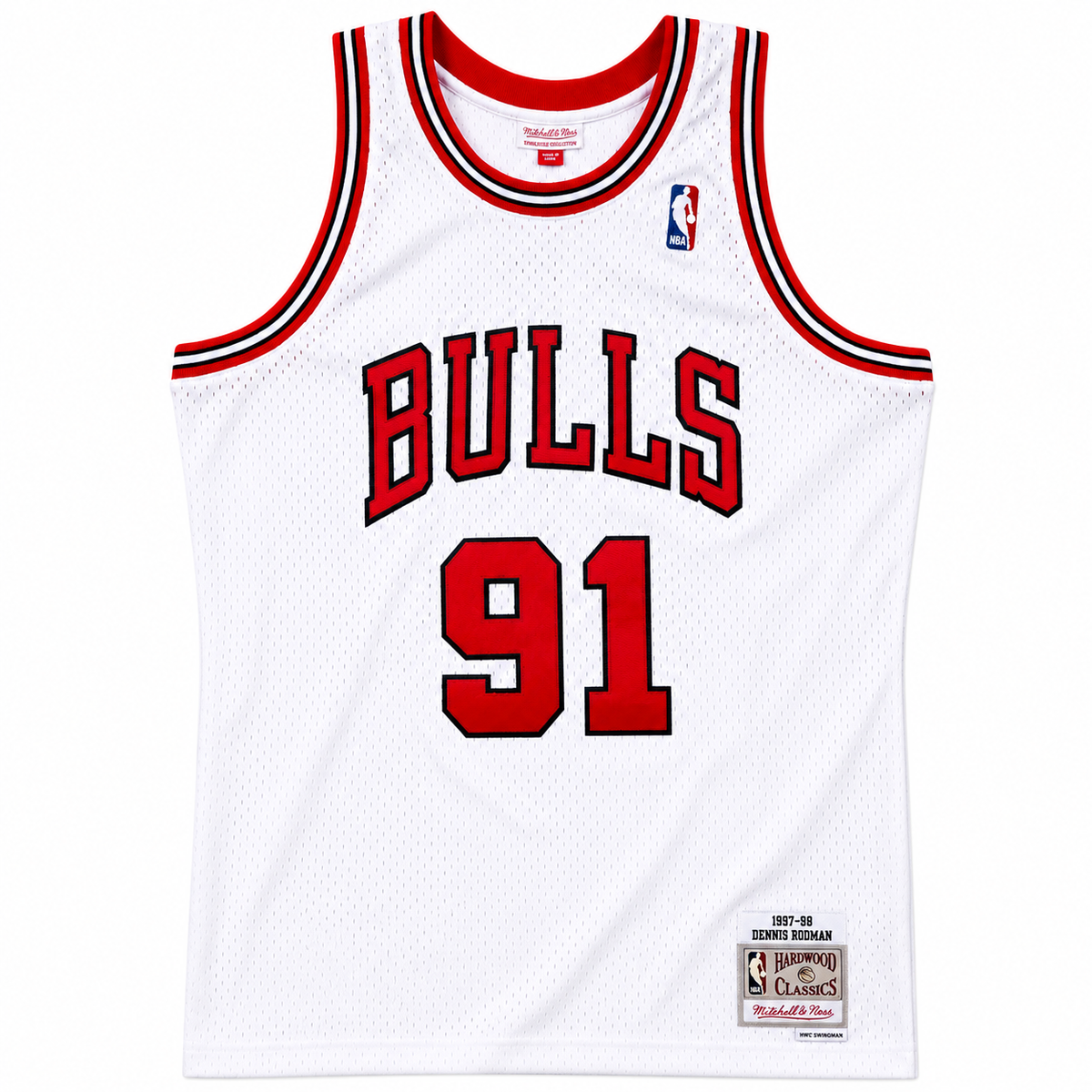 Men's Chicago Bulls Dennis Rodman Mitchell & Ness White 1997-98 Hardwood Classics Swingman Jersey - image 2
