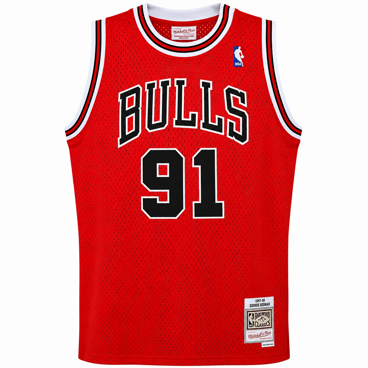 Chicago Bulls Dennis Rodman Mitchell & Ness Red 1995-96 Hardwood Classics Swingman Jersey - image 2