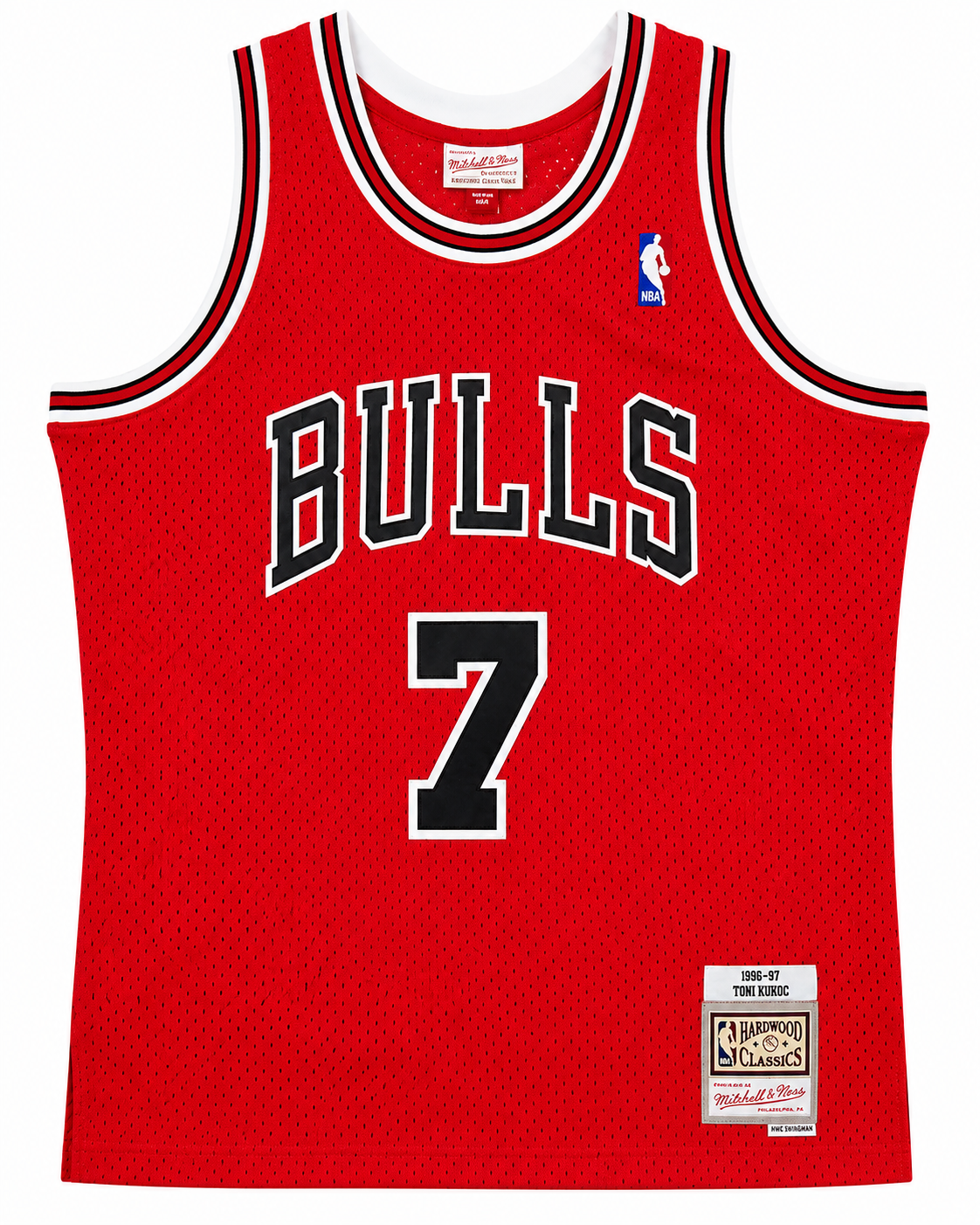 Mens Chicago Bulls Toni Kukoc Mitchell & Ness Red 1997-98 Hardwood Classics Swingman Jersey - image 3