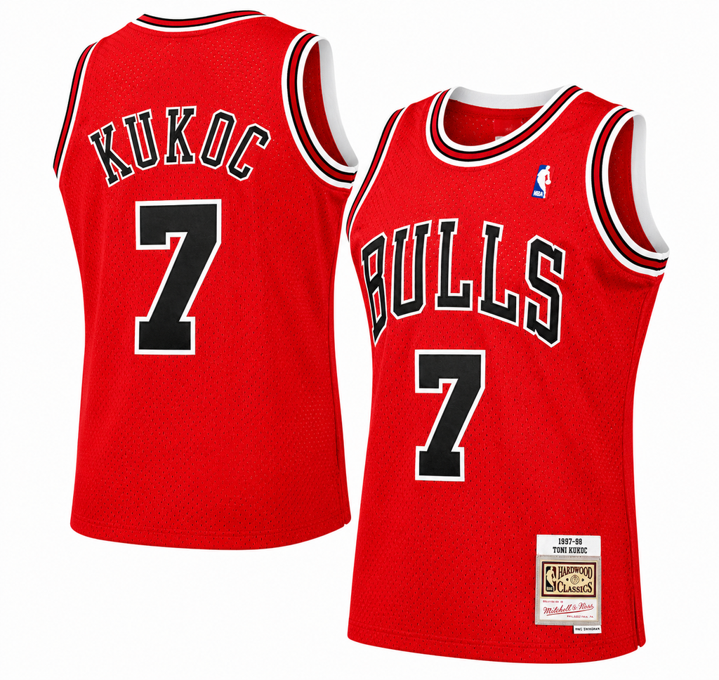Mens Chicago Bulls Toni Kukoc Mitchell & Ness Red 1997-98 Hardwood Classics Swingman Jersey - image 1
