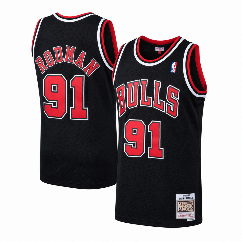 Men's Chicago Bulls Dennis Rodman Mitchell & Ness Black 1997-98 Hardwood Classics Swingman Jersey - image 1
