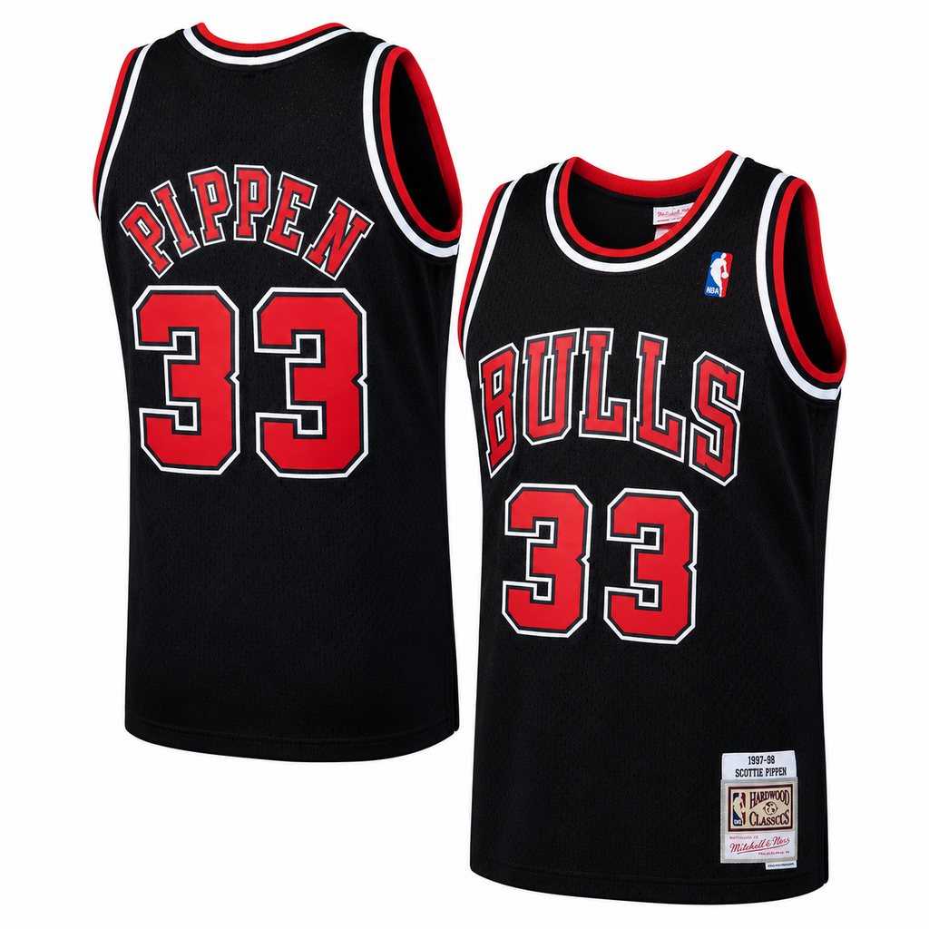 Men's Chicago Bulls Scottie Pippen Mitchell & Ness Black 1997-98 Hardwood Classics Swingman Jersey - image 1