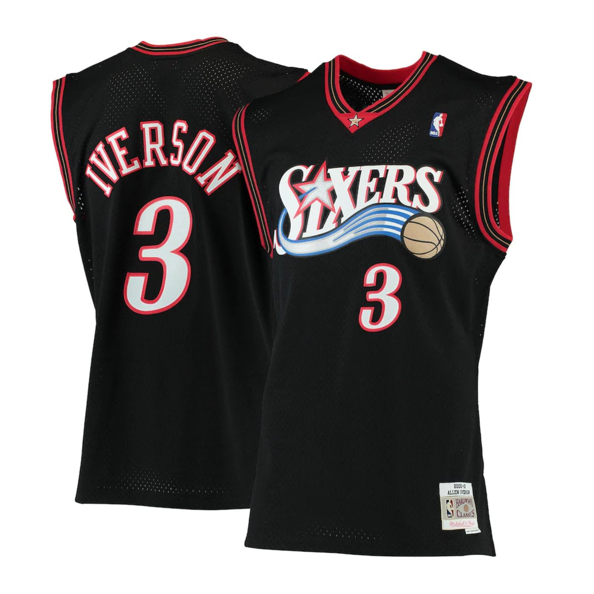 Philadelphia 76ers Allen Iverson Black 2000-01 Hardwood Classics Swingman Jersey - image 1