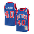 Detroit Pistons Bill Laimbeer 1988-89 Mitchell & Ness Blue Basketball Jersey - image 1