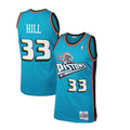 Detroit Pistons Grant Hill 1998-99 Mitchell & Ness Teal Basketball Jersey - image 1