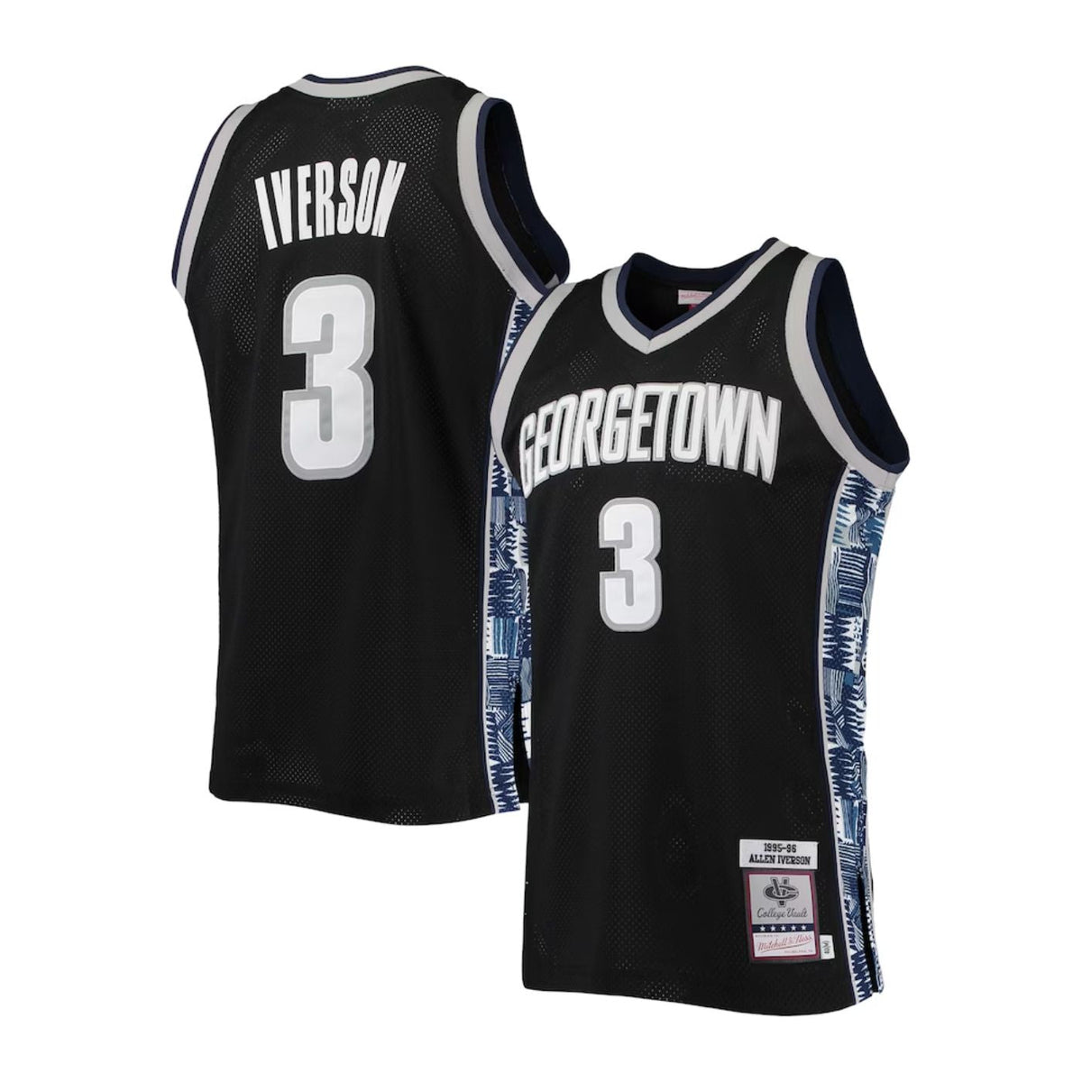 Georgetown University Allen Iverson 1995-96 Mitchell & Ness Black Basketball Jersey - image 1