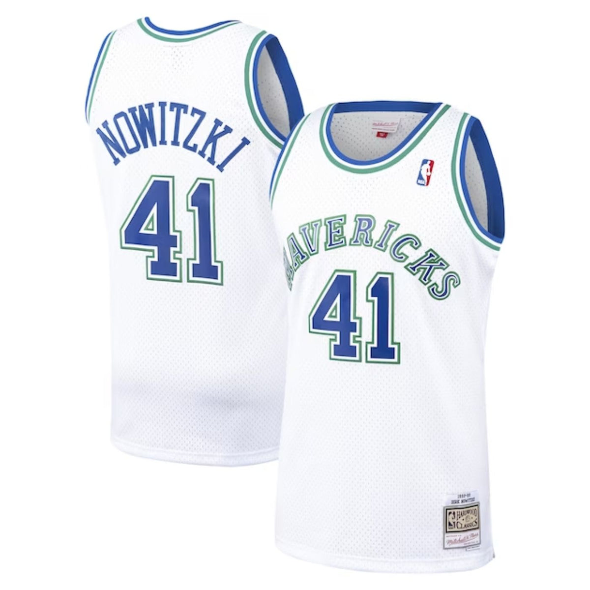 Dallas Mavericks Dirk Nowitzki White 1998-99 Hardwood Classics Swingman Jersey - image 1