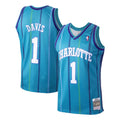 Charlotte Hornets Baron Davis 1999-00 Mitchell & Ness Teal Basketball Jersey - image 1