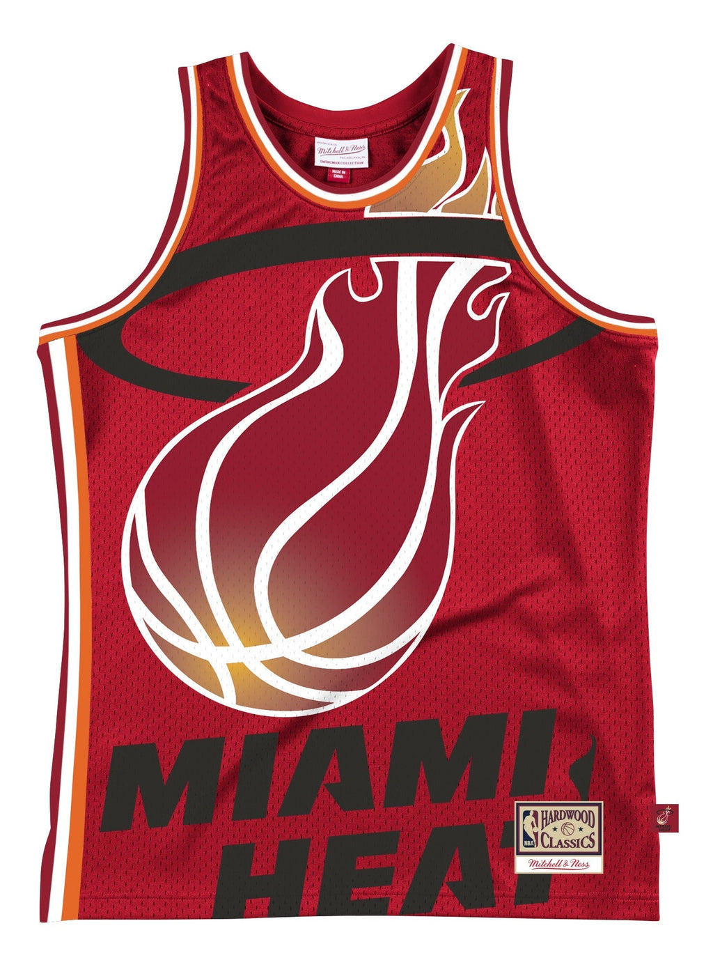 Men's Miami Heat Mitchell & Ness Red Hardwood Classics Blown Out Fashion Jersey - image 1