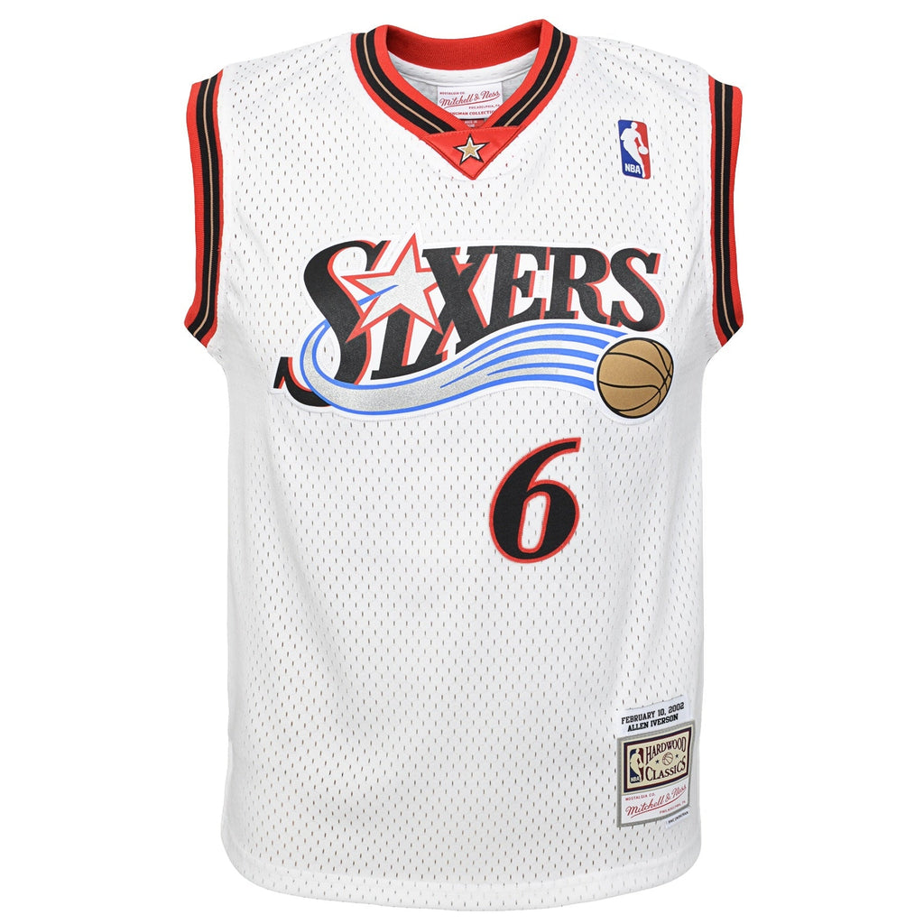Philadelphia 76ers Allen Iverson Mitchell & Ness White 2002 Hardwood Classics Swingman Jersey - image 2