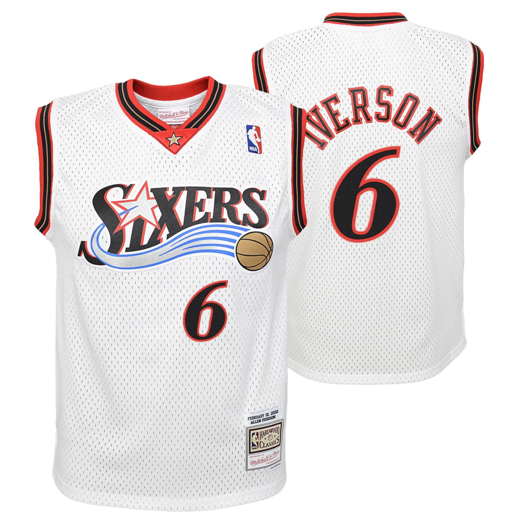 Philadelphia 76ers Allen Iverson Mitchell & Ness White 2002 Hardwood Classics Swingman Jersey - image 1
