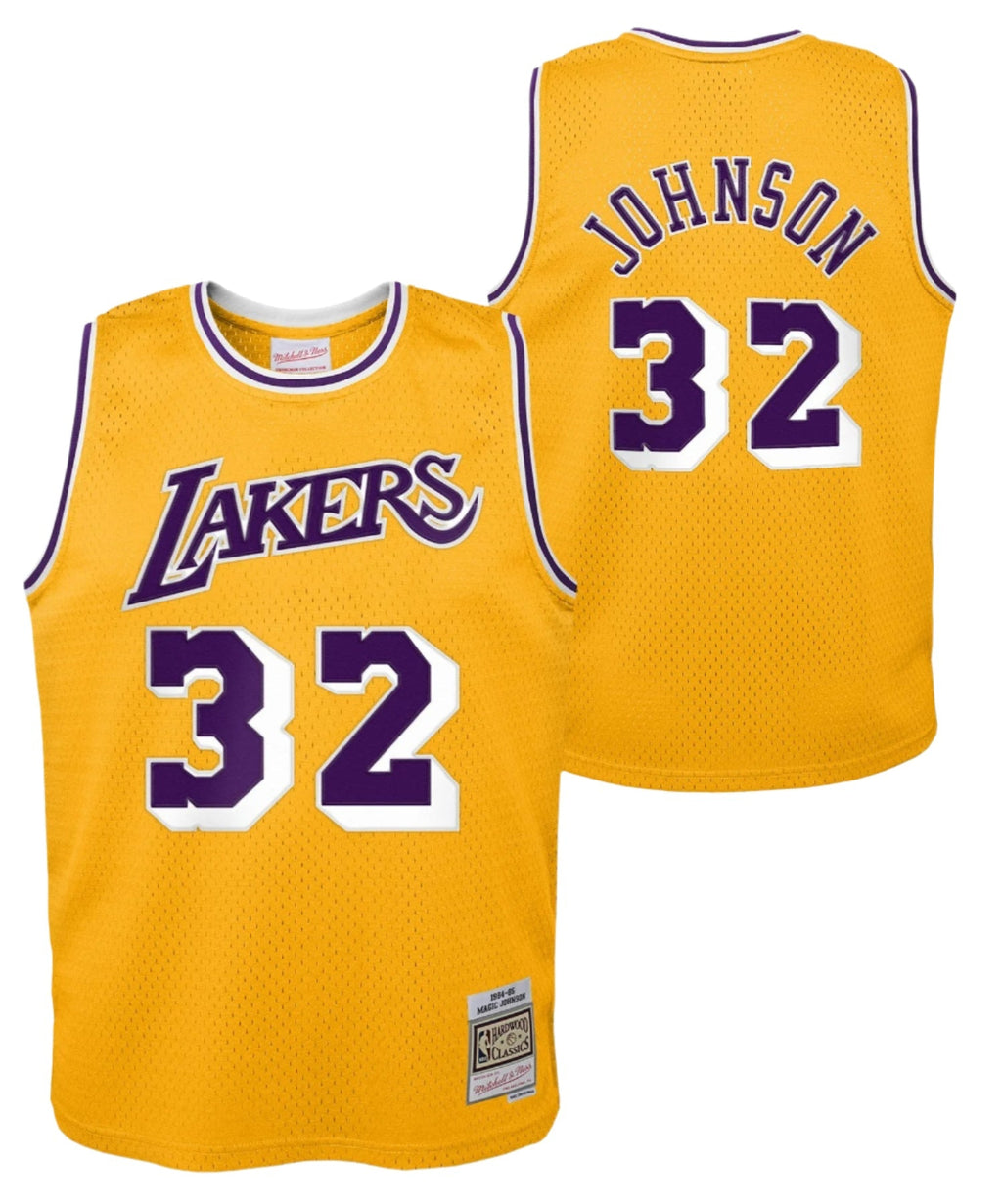 Los Angeles Lakers Magic Johnson Mitchell & Ness Gold 1984-85 Hardwood Classics Swingman Jersey - image 1