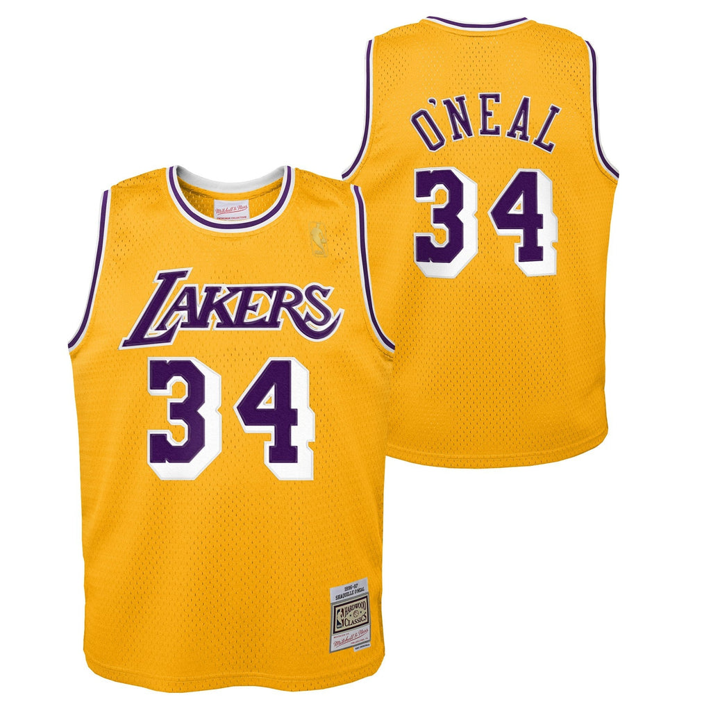 Los Angeles Lakers Shaquille O`Neal Mitchell & Ness Gold 1996-97 Hardwood Classics Swingman Jersey - image 1