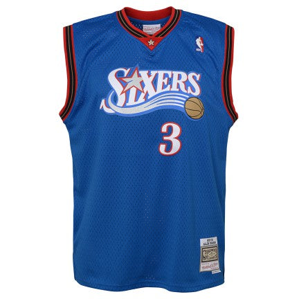 Philadelphia 76ers Allen Iverson Mitchell & Ness Blue 1999-2000 Hardwood Classics Swingman Jersey - image 2