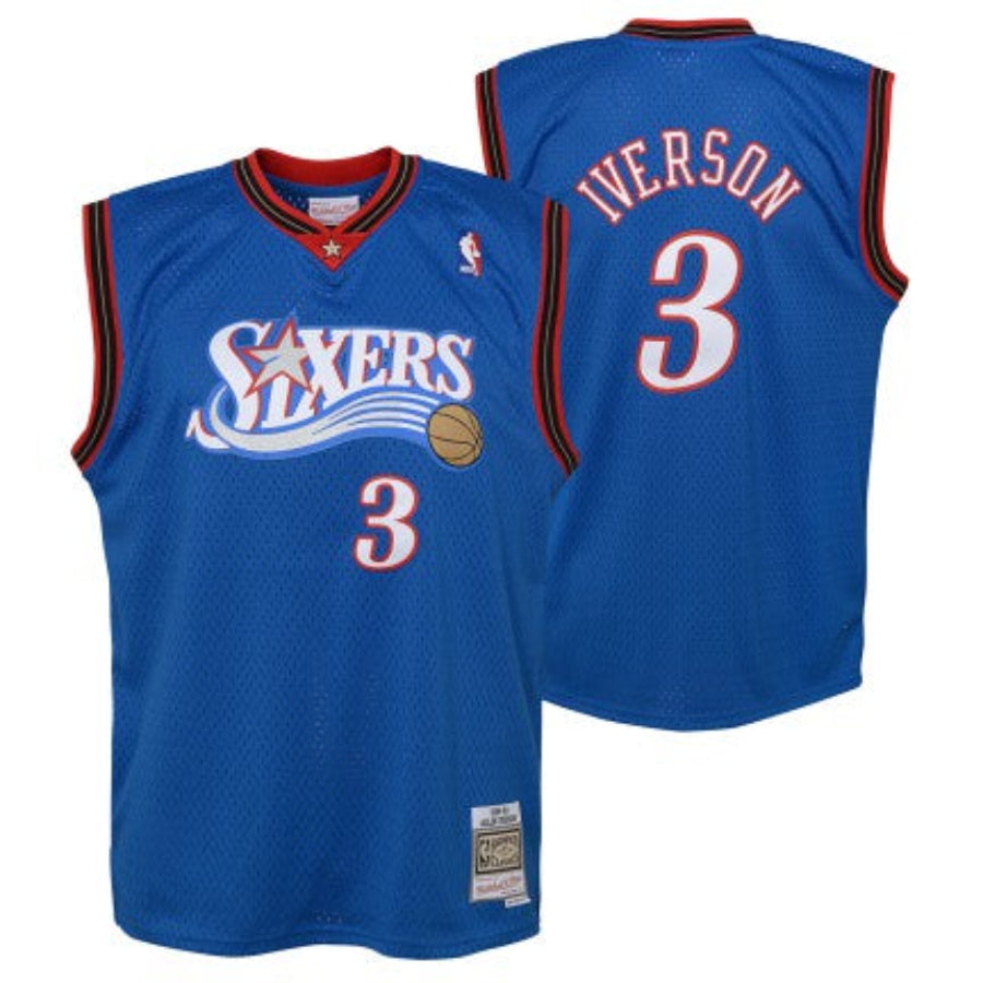 Philadelphia 76ers Allen Iverson Mitchell & Ness Blue 1999-2000 Hardwood Classics Swingman Jersey - image 1