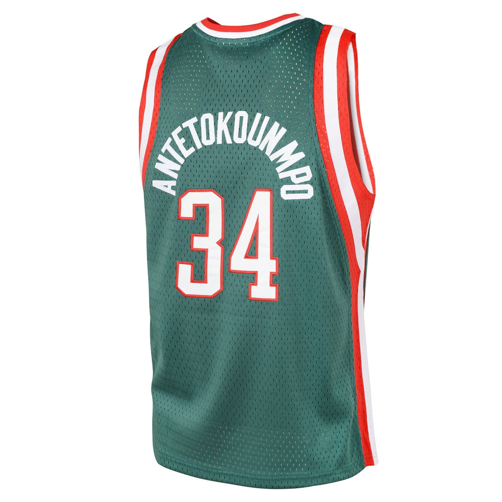 Milwaukee Bucks Giannis Antetokounmpo Mitchell & Ness Kelly Green Hardwood Classics Swingman Jersey - image 3