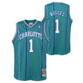 Charlotte Hornets Muggsy Bogues Mitchell & Ness Teal 1992-93 Hardwood Classics Swingman Jersey - image 1