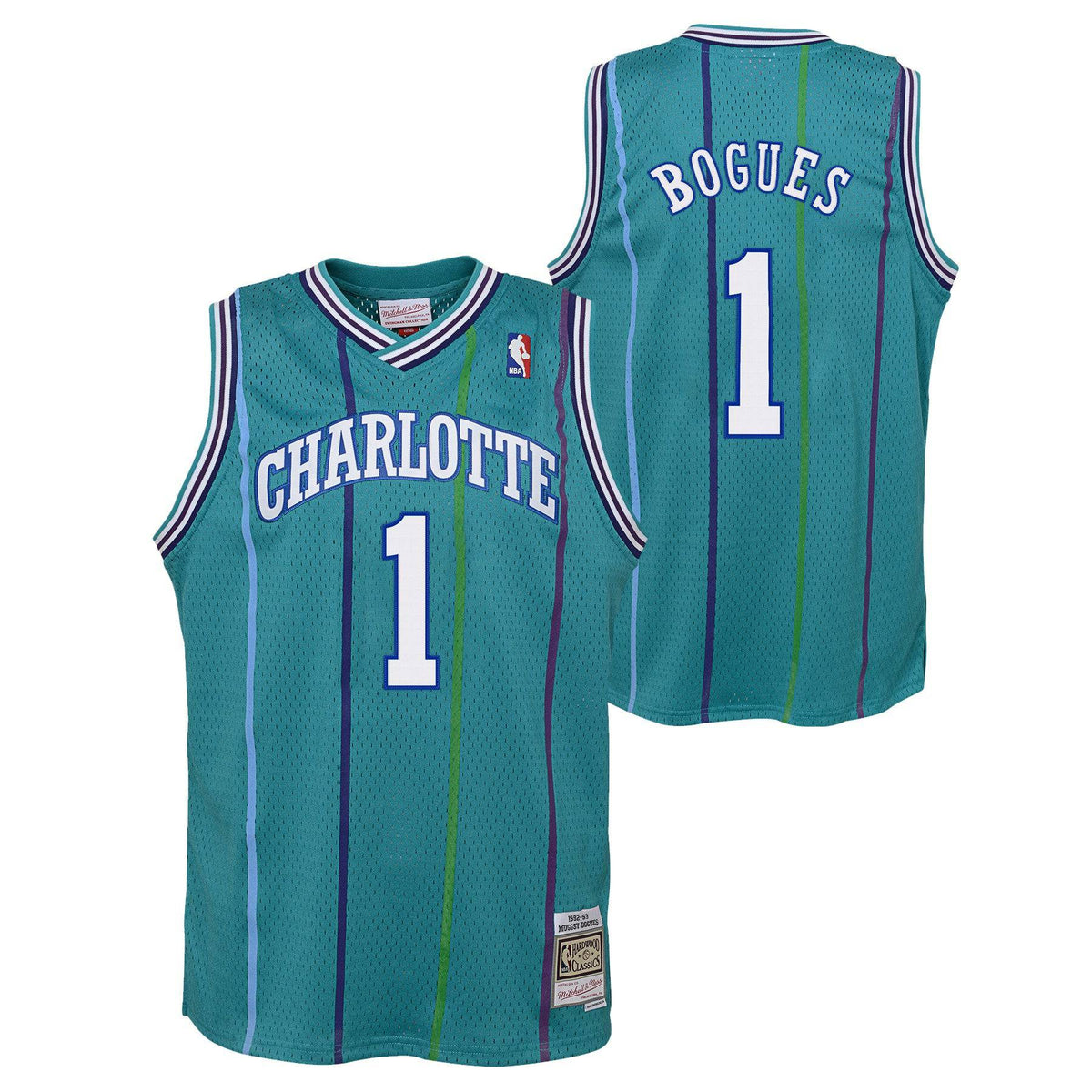 Charlotte Hornets Muggsy Bogues Mitchell & Ness Teal 1992-93 Hardwood Classics Swingman Jersey - image 1