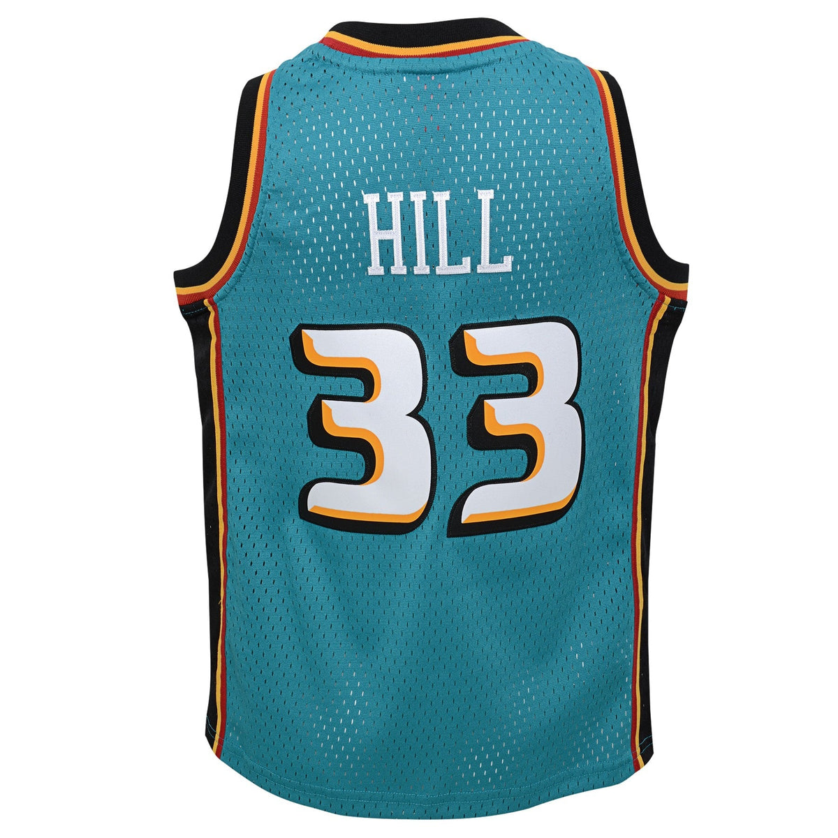 Detroit Pistons Grant Hill Mitchell & Ness Teal 1998-99 Hardwood Classics Swingman Jersey - image 3