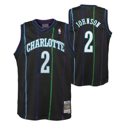 Charlotte Hornets Larry Johnson Mitchell & Ness 1992-93 Hardwood Classics Reload 2.0 Swingman Jersey-Black - image 1