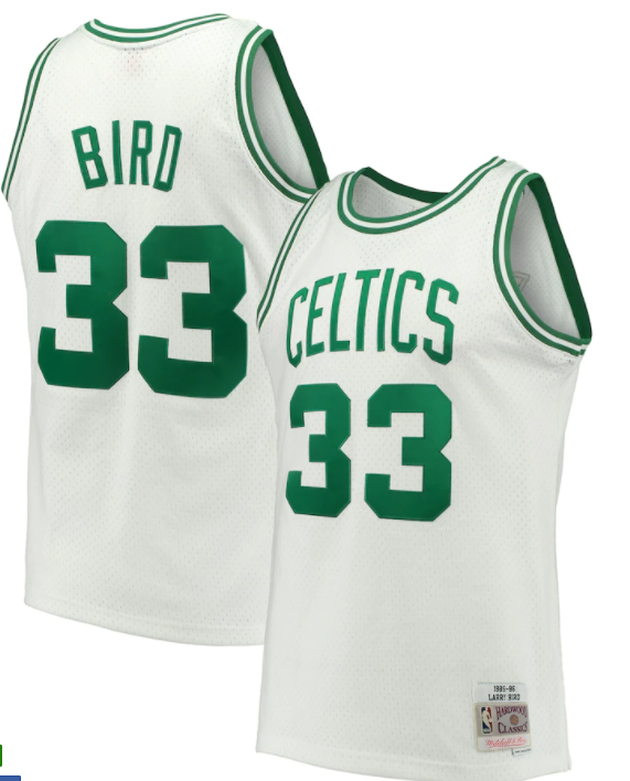 Boston Celtics Larry Bird White 1985-86 Hardwood Classics Swingman Jersey - image 1