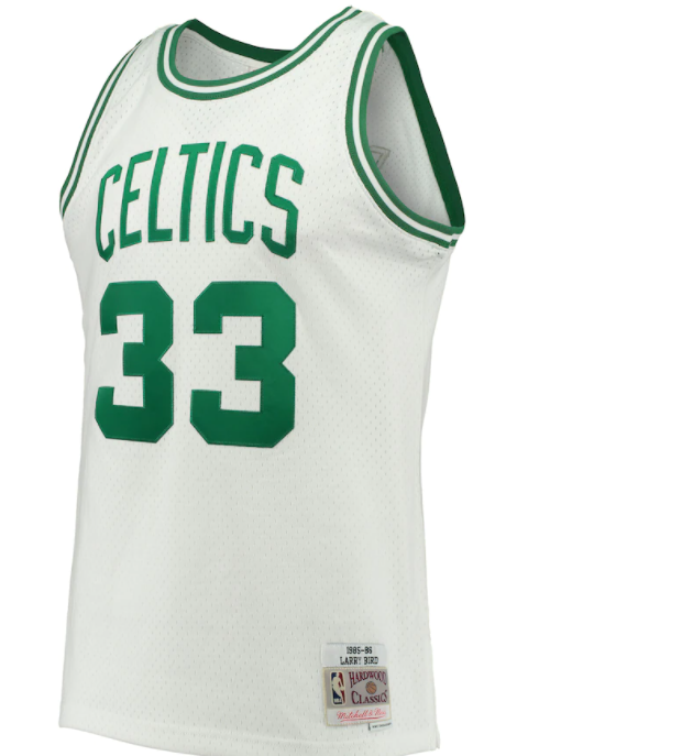 Boston Celtics Larry Bird White 1985-86 Hardwood Classics Swingman Jersey - image 3