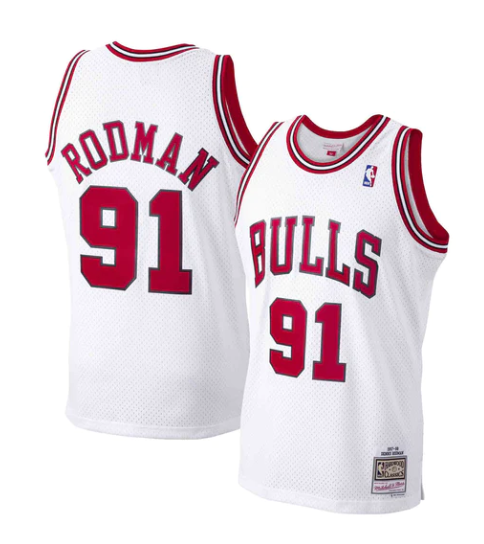 Chicago Bulls Dennis Rodman White 1997-98 Hardwood Classics Swingman Jersey - image 1