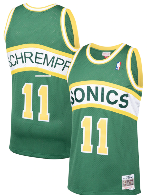 Seattle Supersonics Detlef Schrempf 1994-95 Mitchell & Ness Green Basketball Jersey - image 1