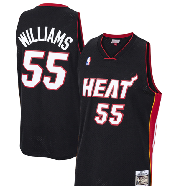 Miami Heat Jason Williams 2005-06 Mitchell & Ness Black/Red Basketball Jersey - image 1