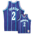Charlotte Hornets Larry Johnson Purple 1994-95 Hardwood Classics Swingman Jersey - image 1