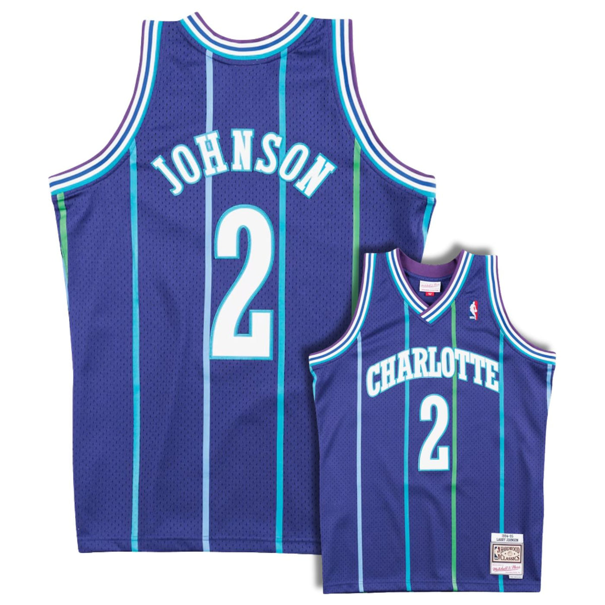 Charlotte Hornets Larry Johnson Purple 1994-95 Hardwood Classics Swingman Jersey - image 1