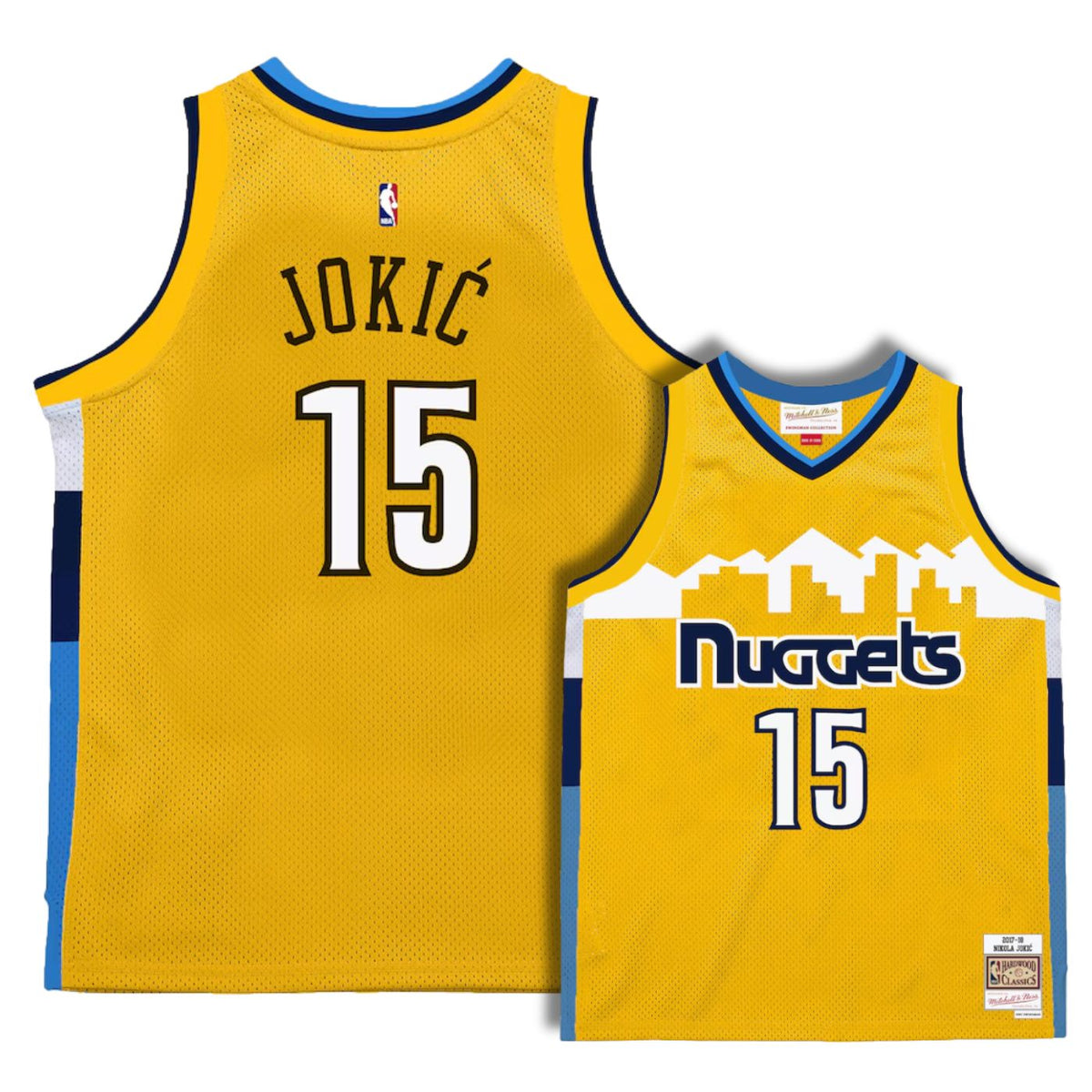 Denver Nuggets Nikola Jokic Yellow 2017-18 Hardwood Classics Swingman Jersey - image 1