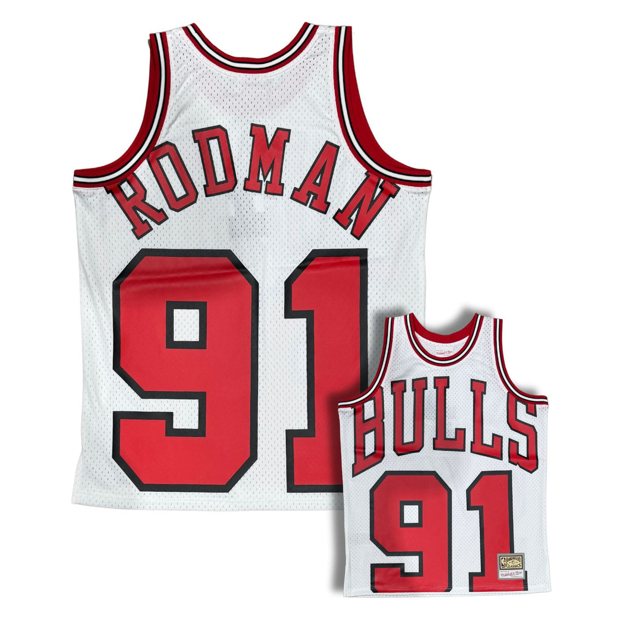 Chicago Bulls Dennis Rodman White 1997-98 Hardwood Classics Maxxout Jersey - image 1